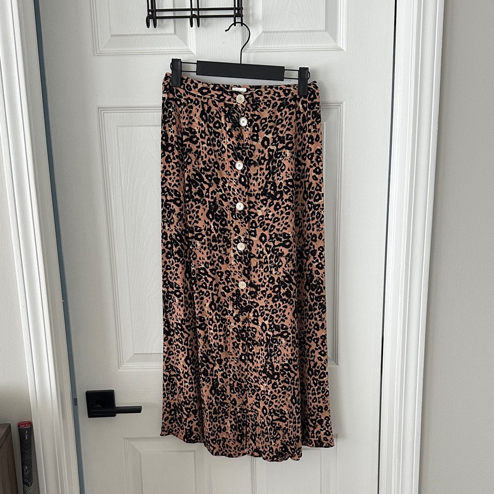 Wilfred Tan and Black Leopard A-Line Skirt